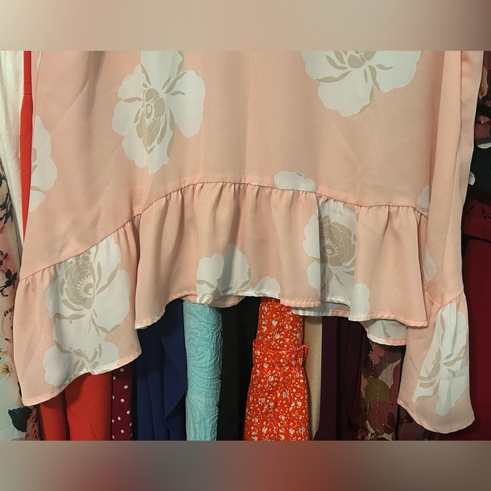 a.n.a Pink Floral Long Sleeve Blouse - Picture 4 of 6
